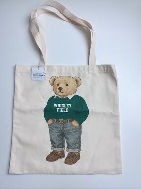 Chicago Cubs Wrigley Field Canvas Tote with Bear on Both Sides Influencer Fav